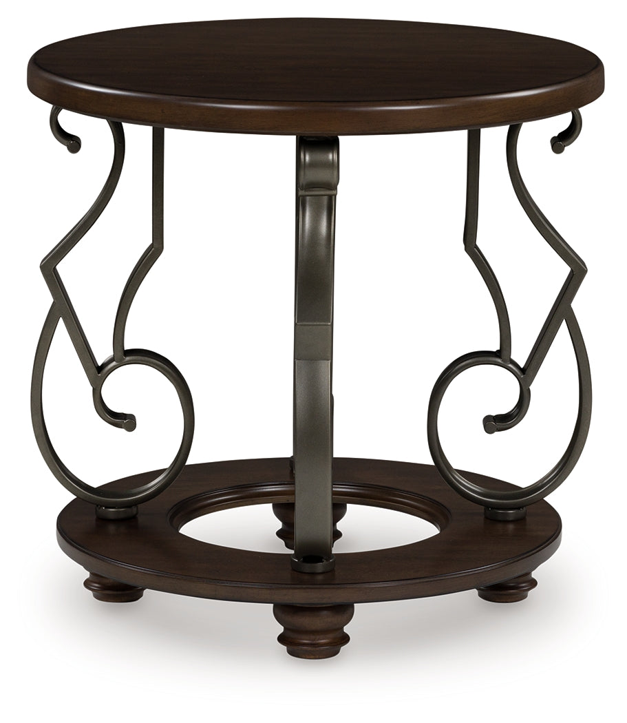 Frallyn Dark Brown Round End Table- Viva Furn