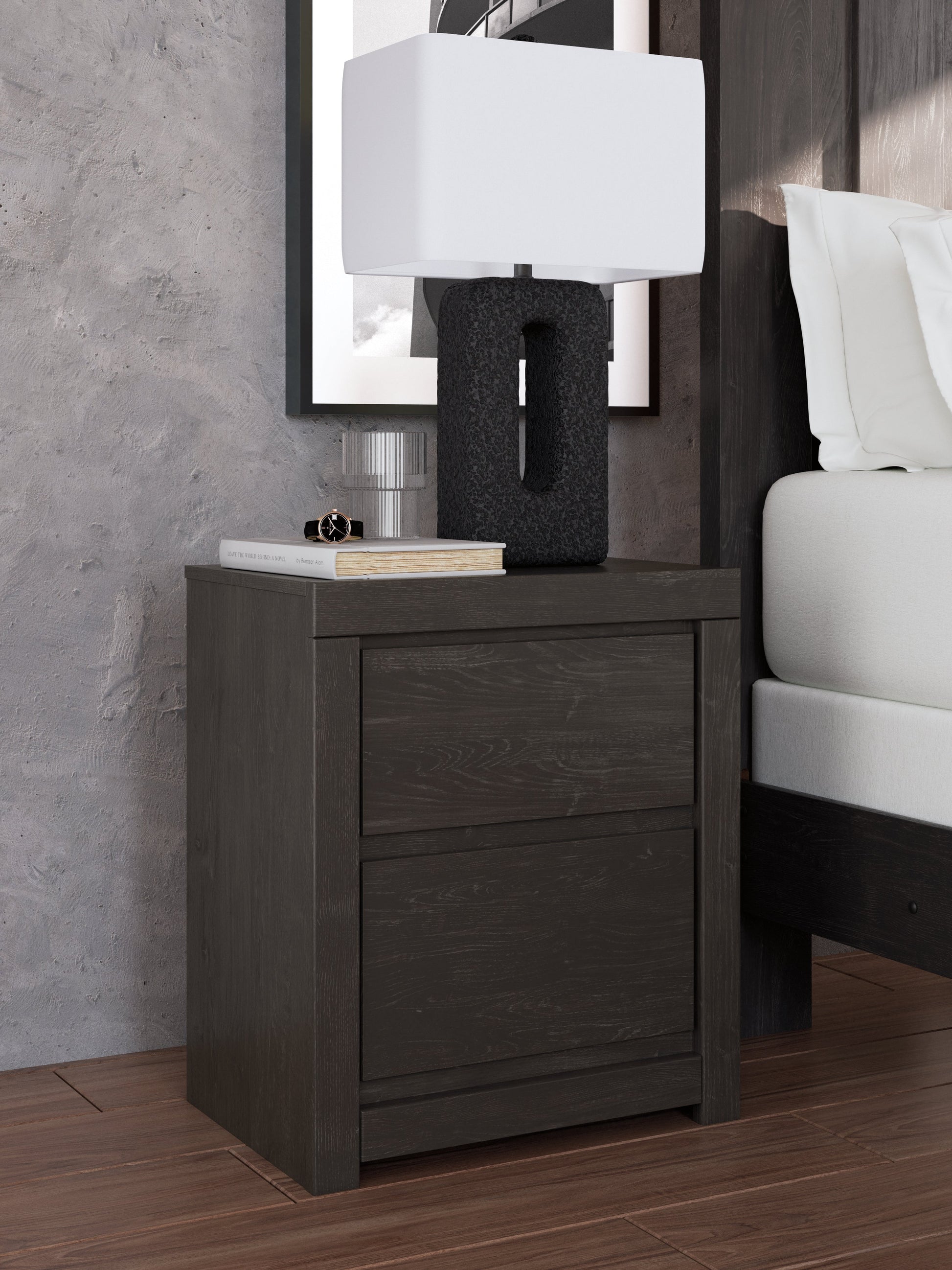 Fraluna Charcoal Nightstand- Viva Furn
