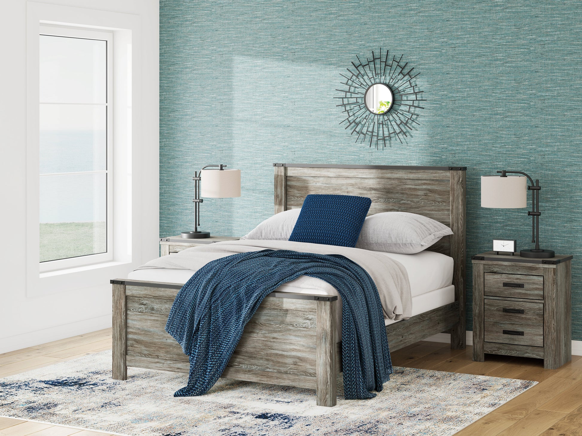 Frandern Black/Gray Queen Panel Bed- Viva Furn
