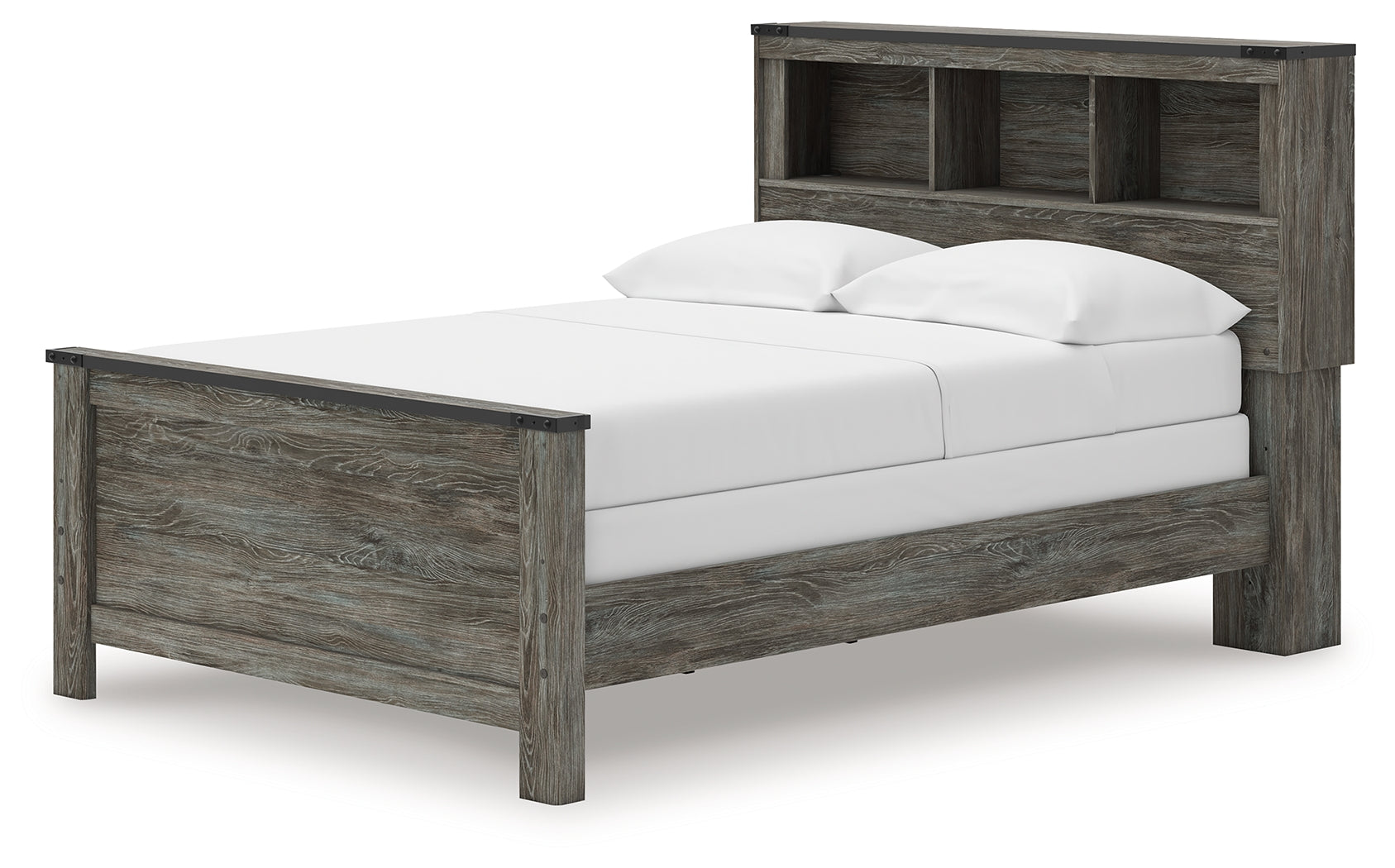 Frandern Gray Full Bookcase Panel Bed- Viva Furn