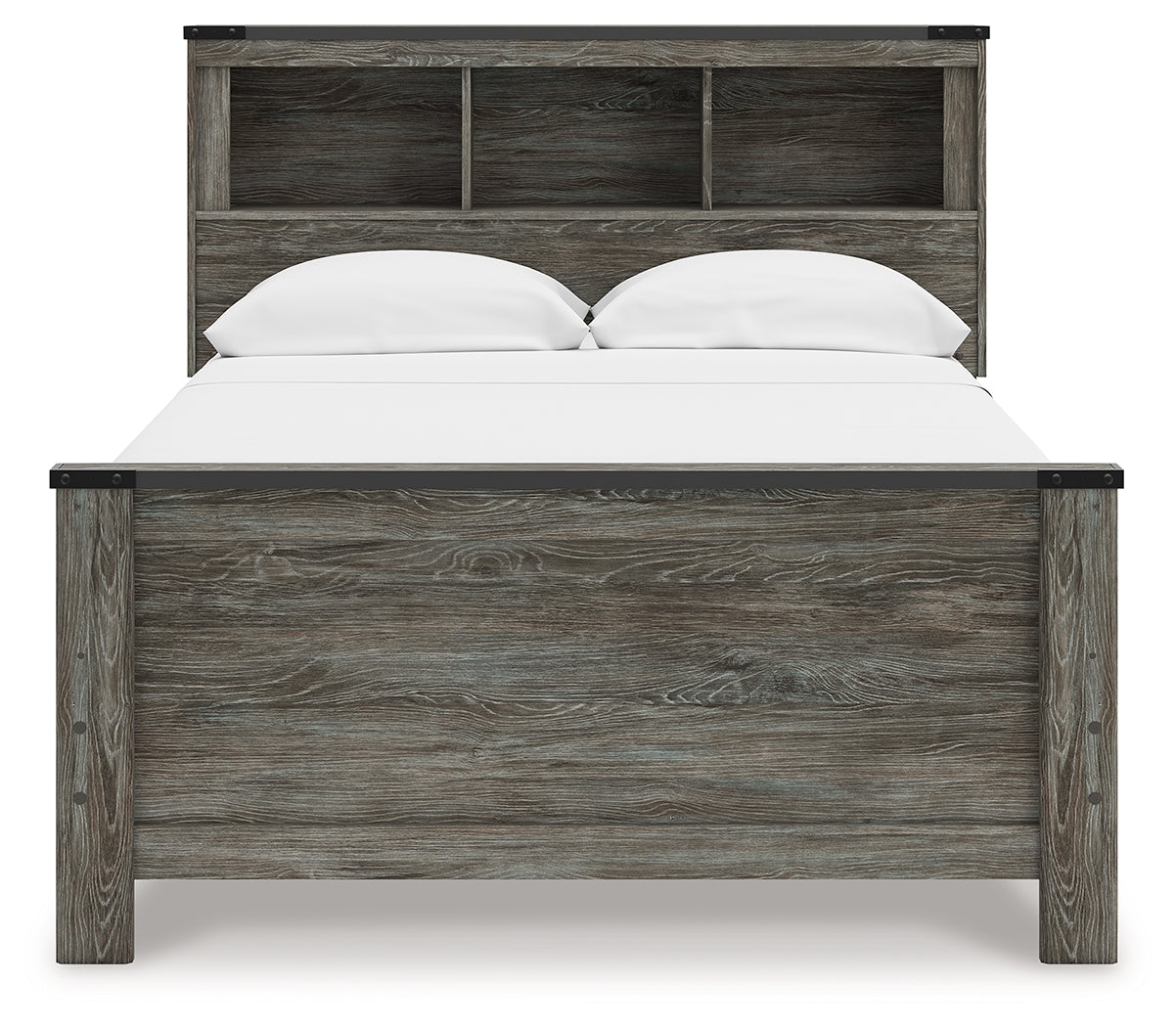 Frandern Gray Full Bookcase Panel Bed- Viva Furn