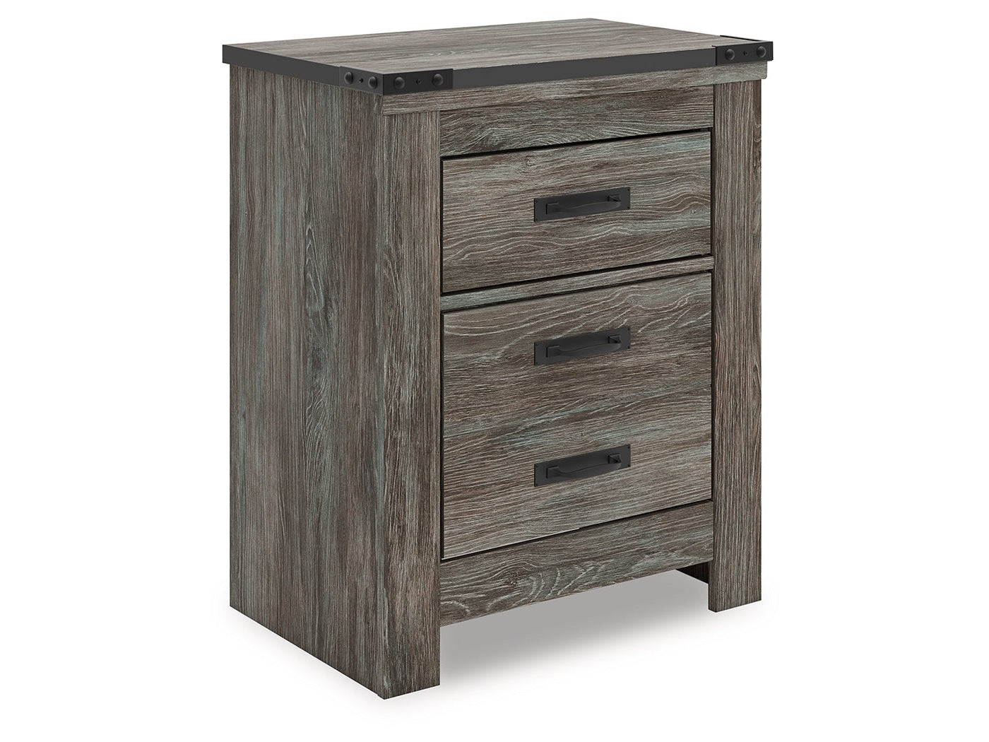 Frandern Gray Two Drawer Night Stand- Viva Furn