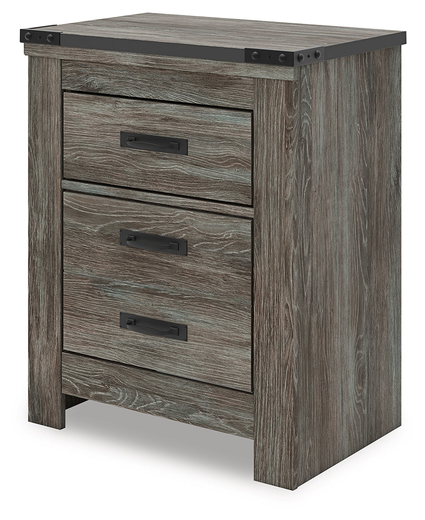 Frandern Gray Two Drawer Night Stand- Viva Furn