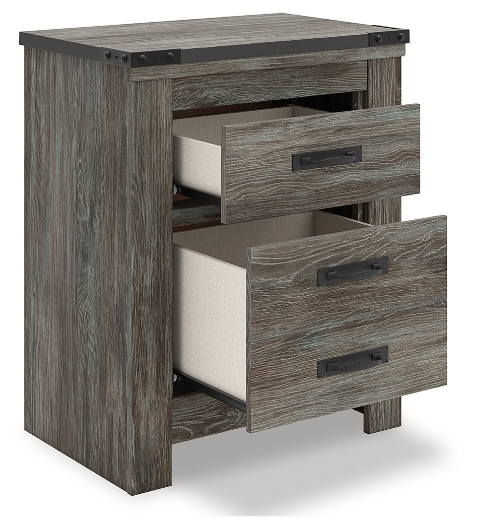 Frandern Gray Two Drawer Night Stand- Viva Furn