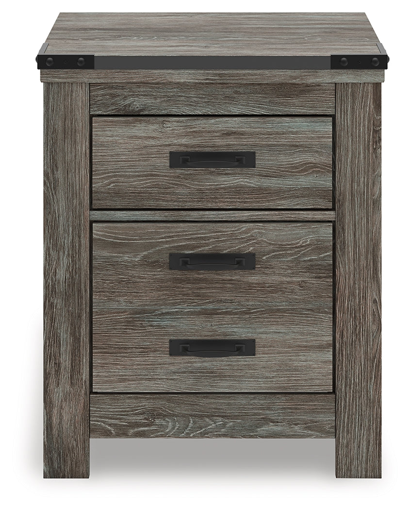 Frandern Gray Two Drawer Night Stand- Viva Furn