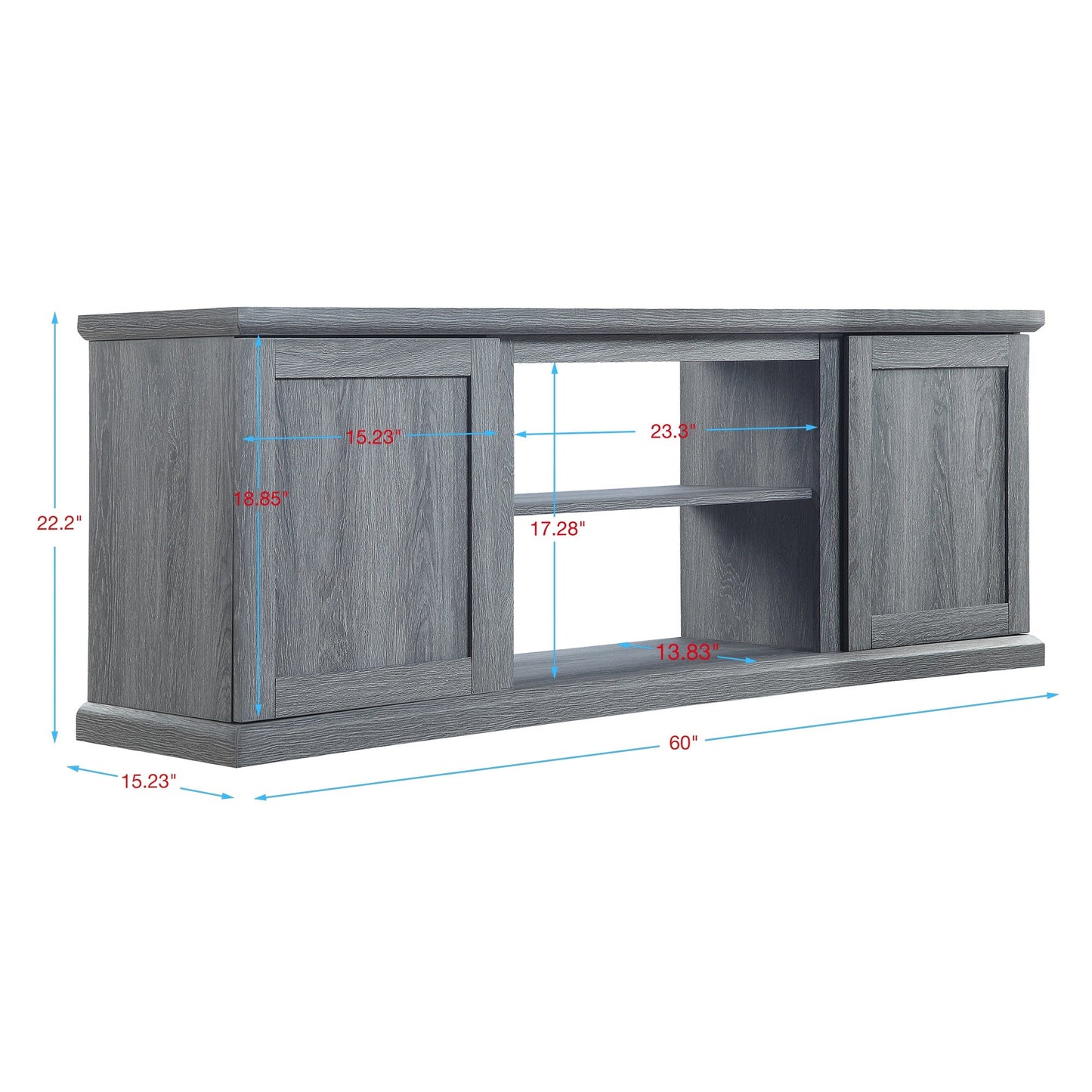 Franklin 60" TV Stand in Grey - Ornate Home