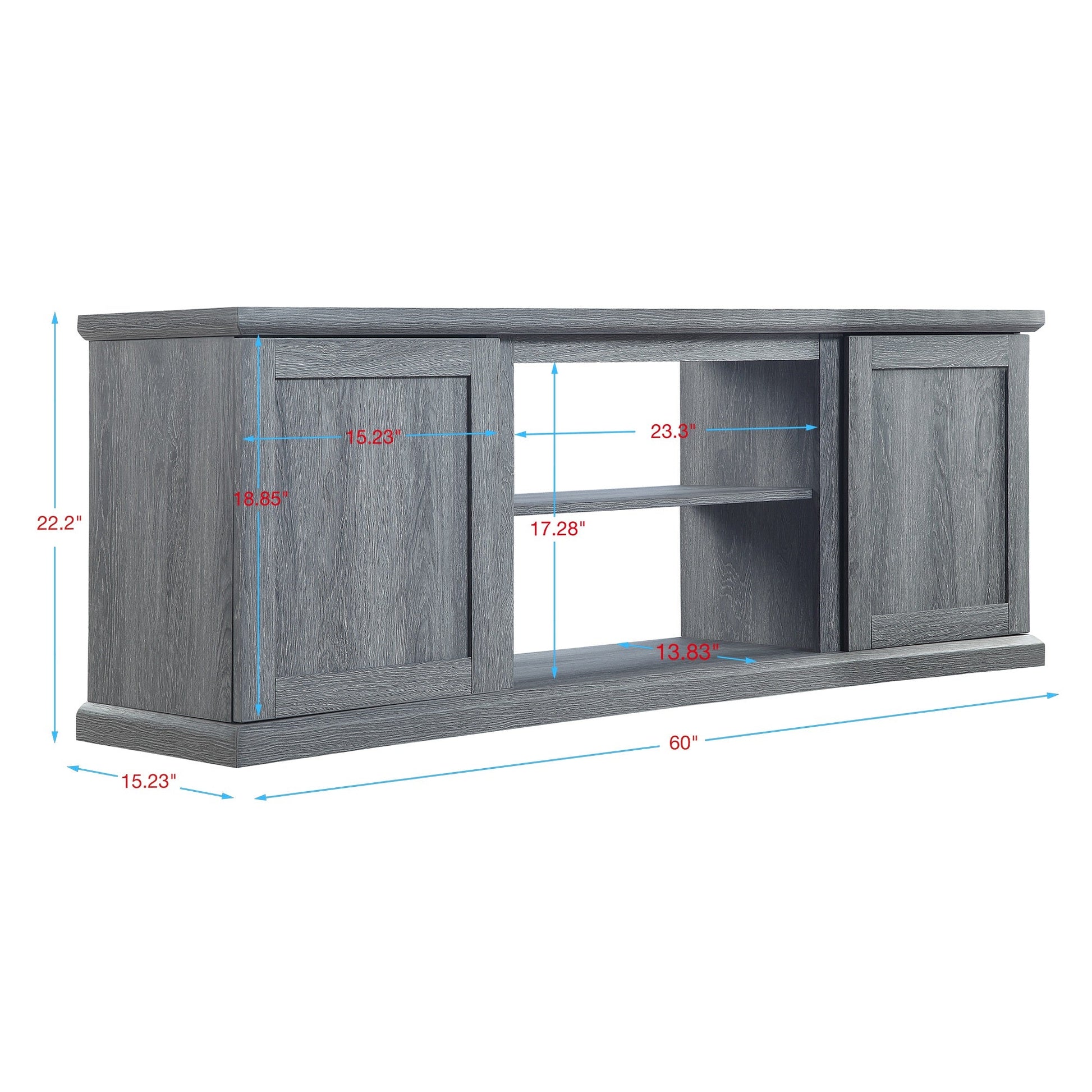 Franklin 60" TV Stand in Grey - Ornate Home