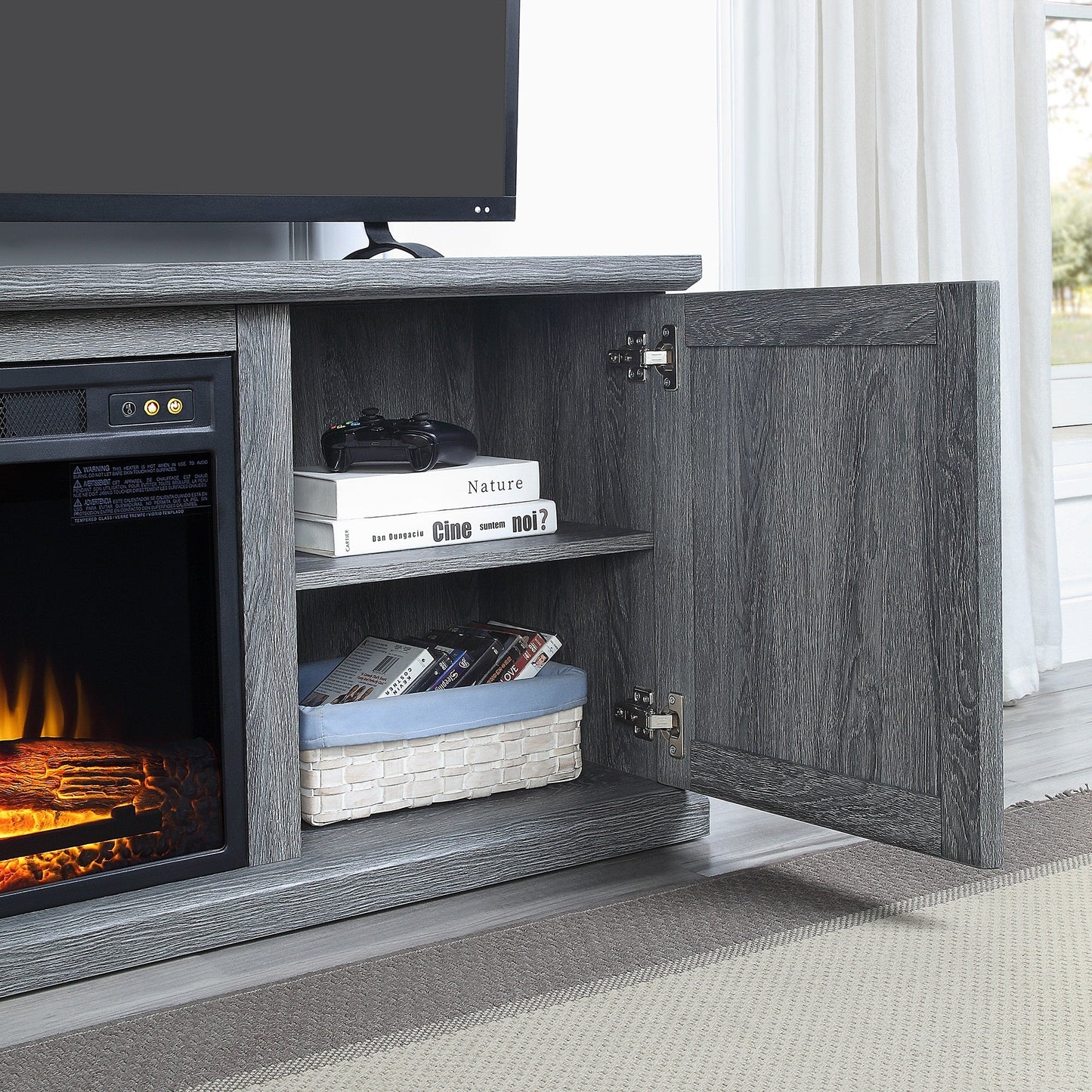 Franklin 60" TV Stand in Grey - Ornate Home