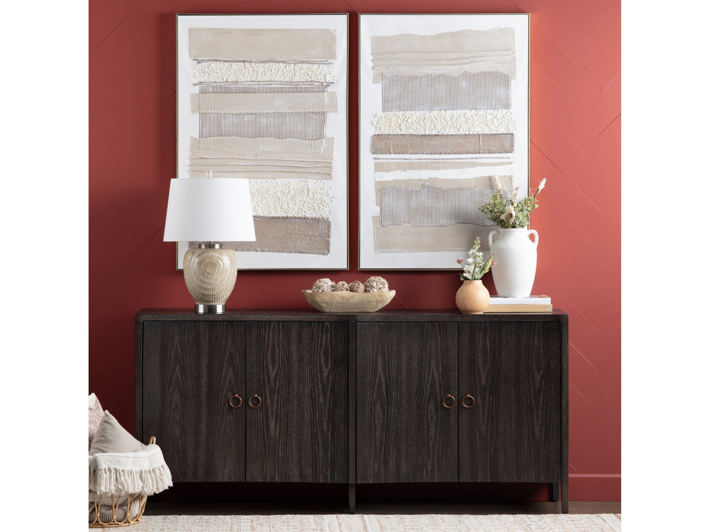 Frayed Lines Brown/White Canvas - Ornate Home