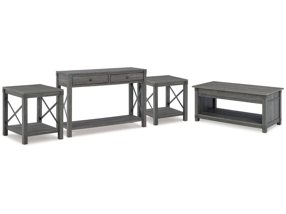 Freedan Grayish Brown Lift-top Coffee Table, 2 End Tables and Console - Ornate Home