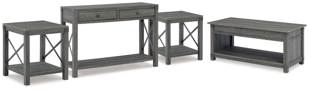 Freedan Grayish Brown Lift-top Coffee Table, 2 End Tables and Console - Ornate Home