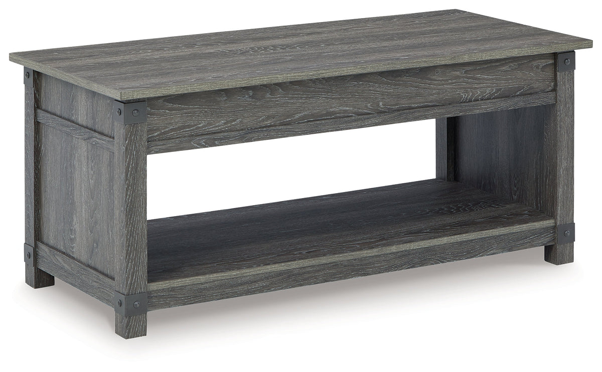 Freedan Grayish Brown Lift-top Coffee Table, 2 End Tables and Console - Ornate Home