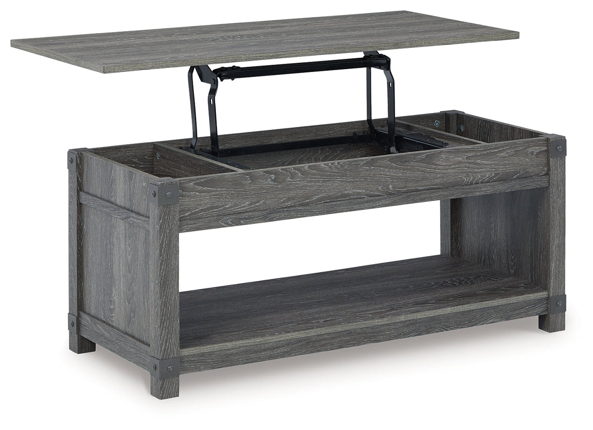 Freedan Grayish Brown Lift-top Coffee Table, 2 End Tables and Console - Ornate Home