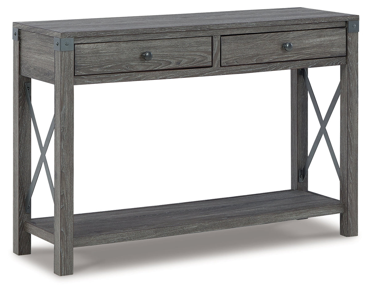 Freedan Grayish Brown Lift-top Coffee Table, 2 End Tables and Console - Ornate Home