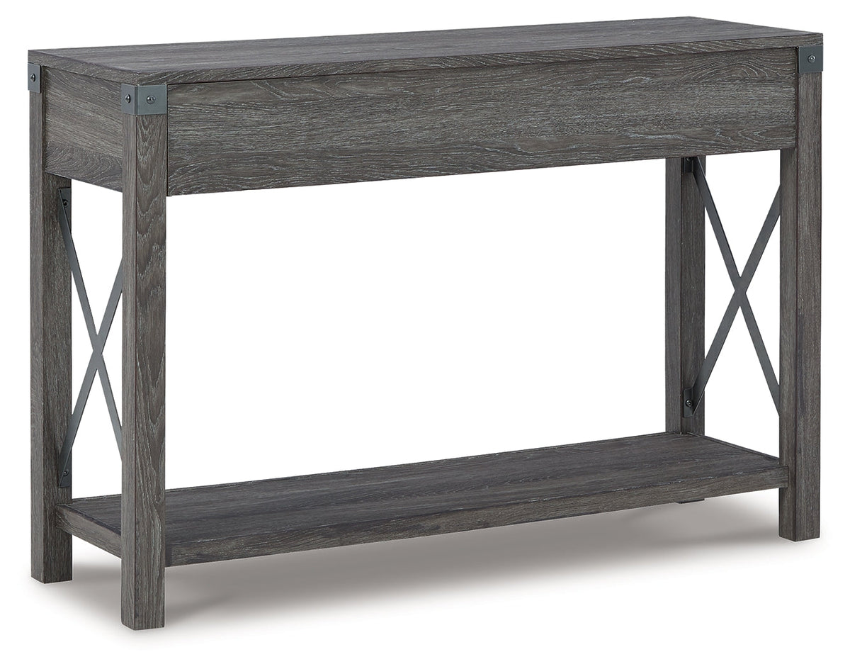 Freedan Grayish Brown Lift-top Coffee Table, 2 End Tables and Console - Ornate Home