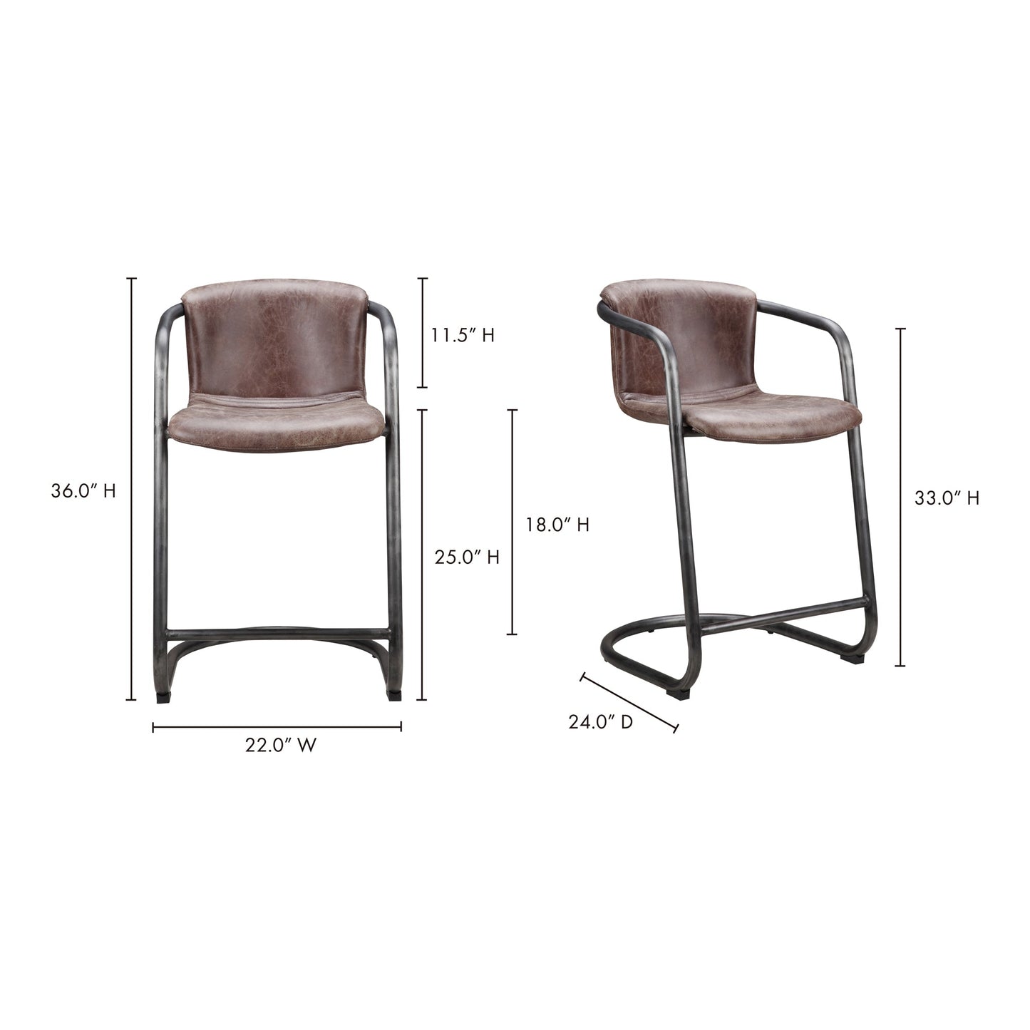 Freeman Brown Counter Stool (Set of 2) - Ornate Home