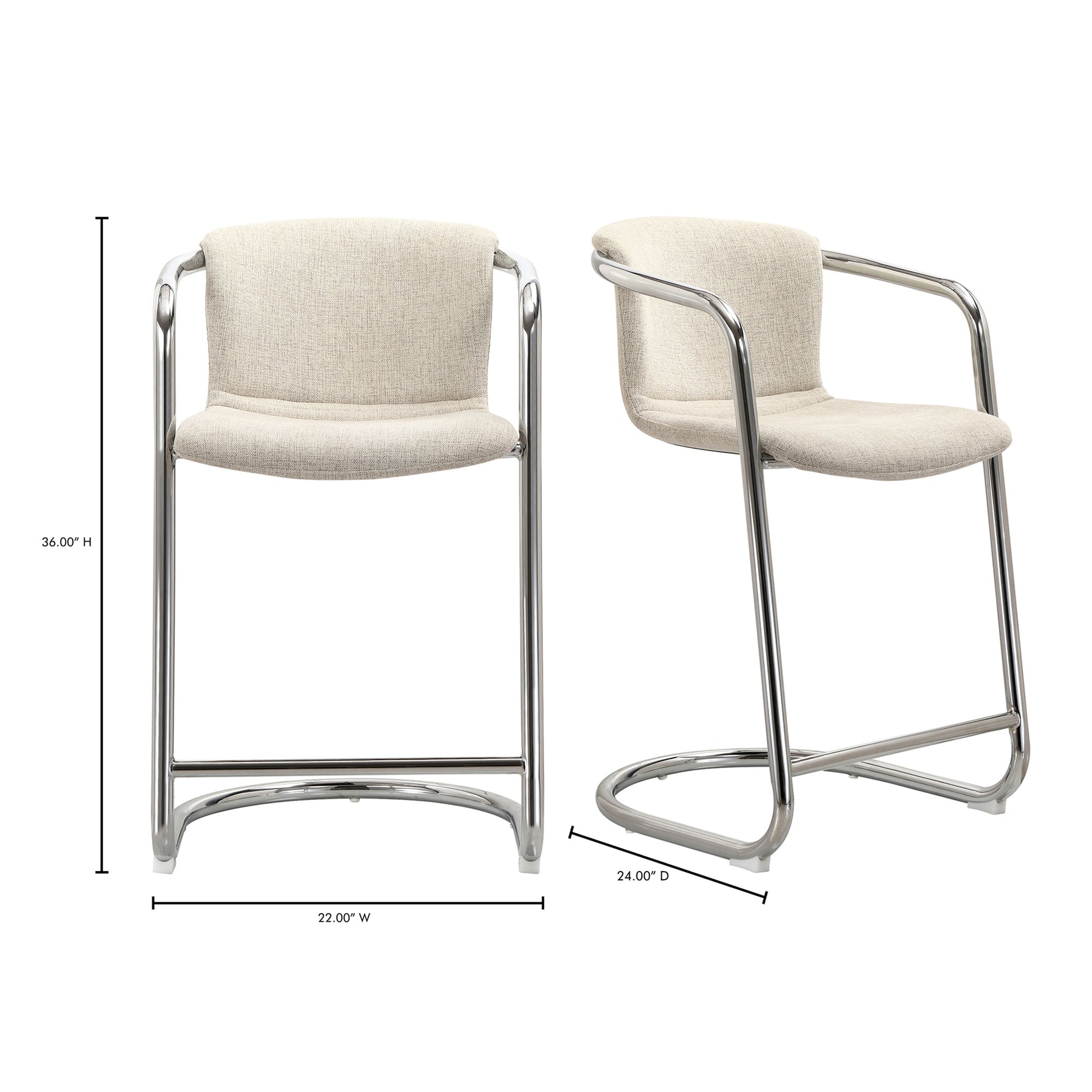 Freeman Chrome Frame Counter Stool (Set of 2) - Ornate Home