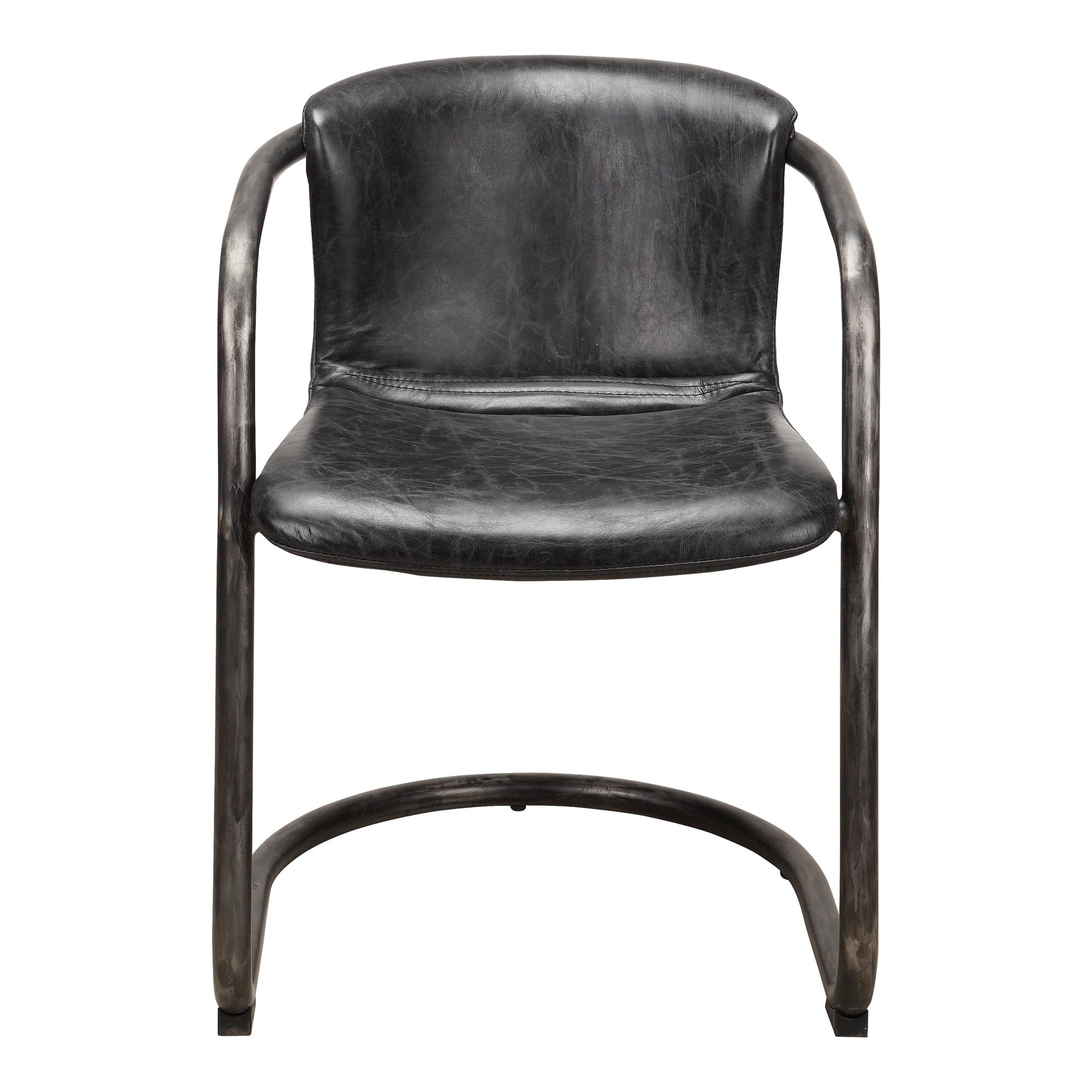 Freeman Onyx Black Leather Dining Chair (Set of 2) - Ornate Home