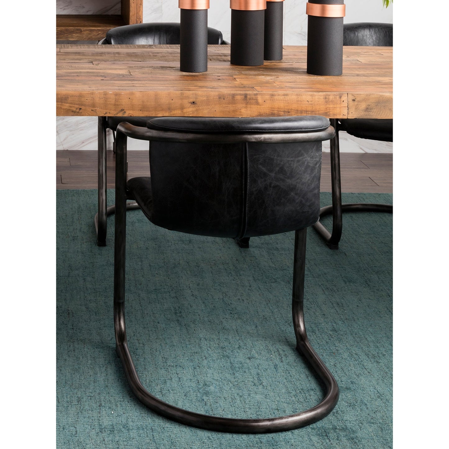 Freeman Onyx Black Leather Dining Chair (Set of 2) - Ornate Home