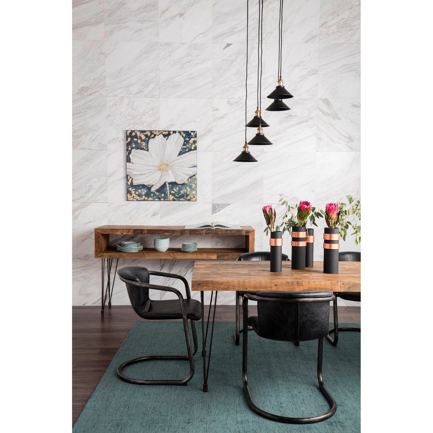 Freeman Onyx Black Leather Dining Chair (Set of 2) - Ornate Home