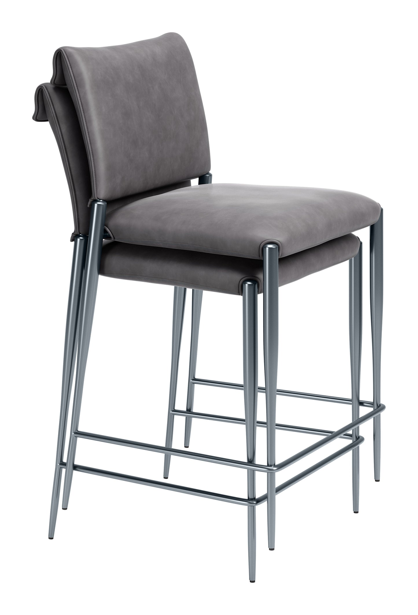 Freesia Charcoal Gray Counter Stool (Set of 2) - Ornate Home