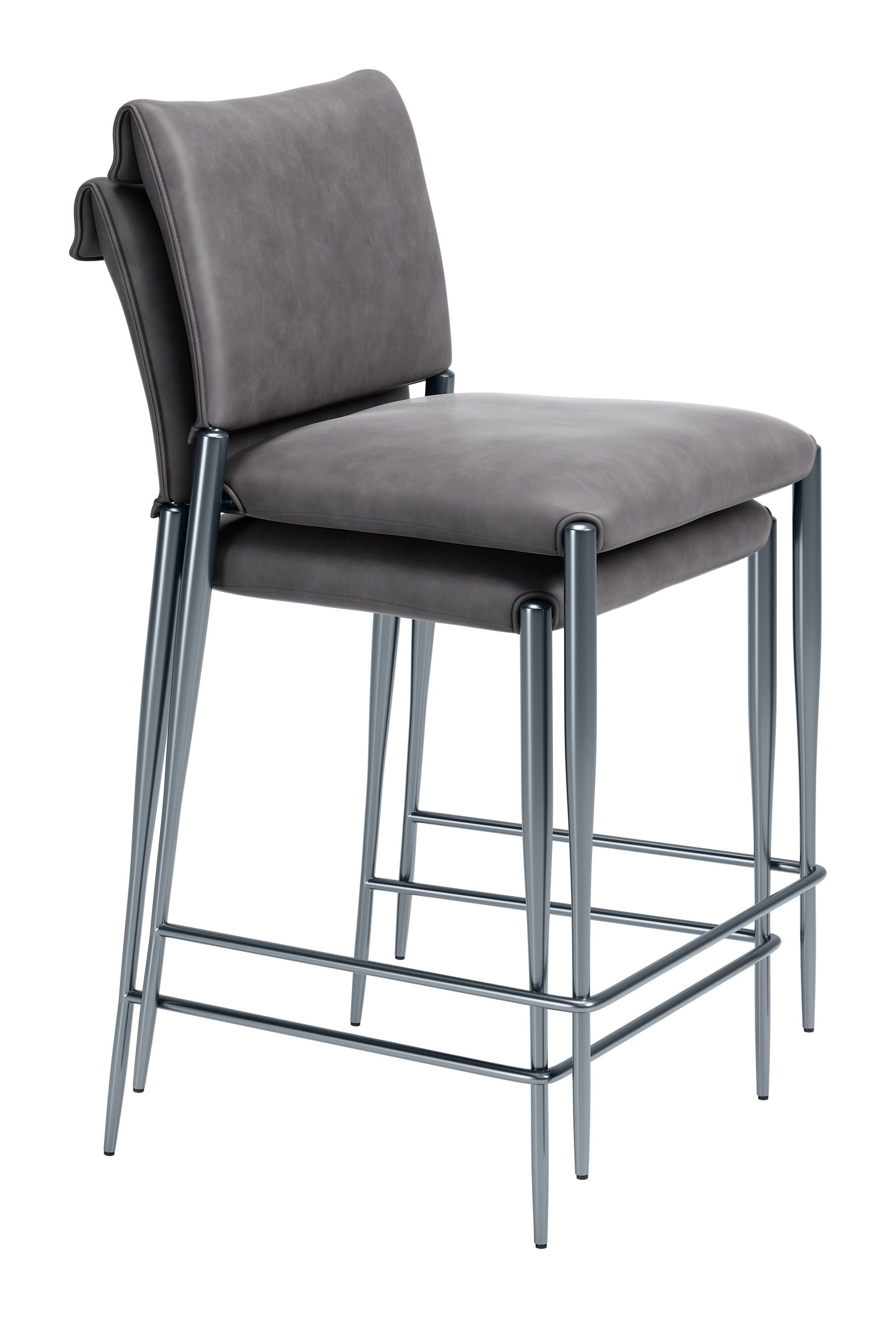 Freesia Charcoal Gray Counter Stool (Set of 2) - Ornate Home