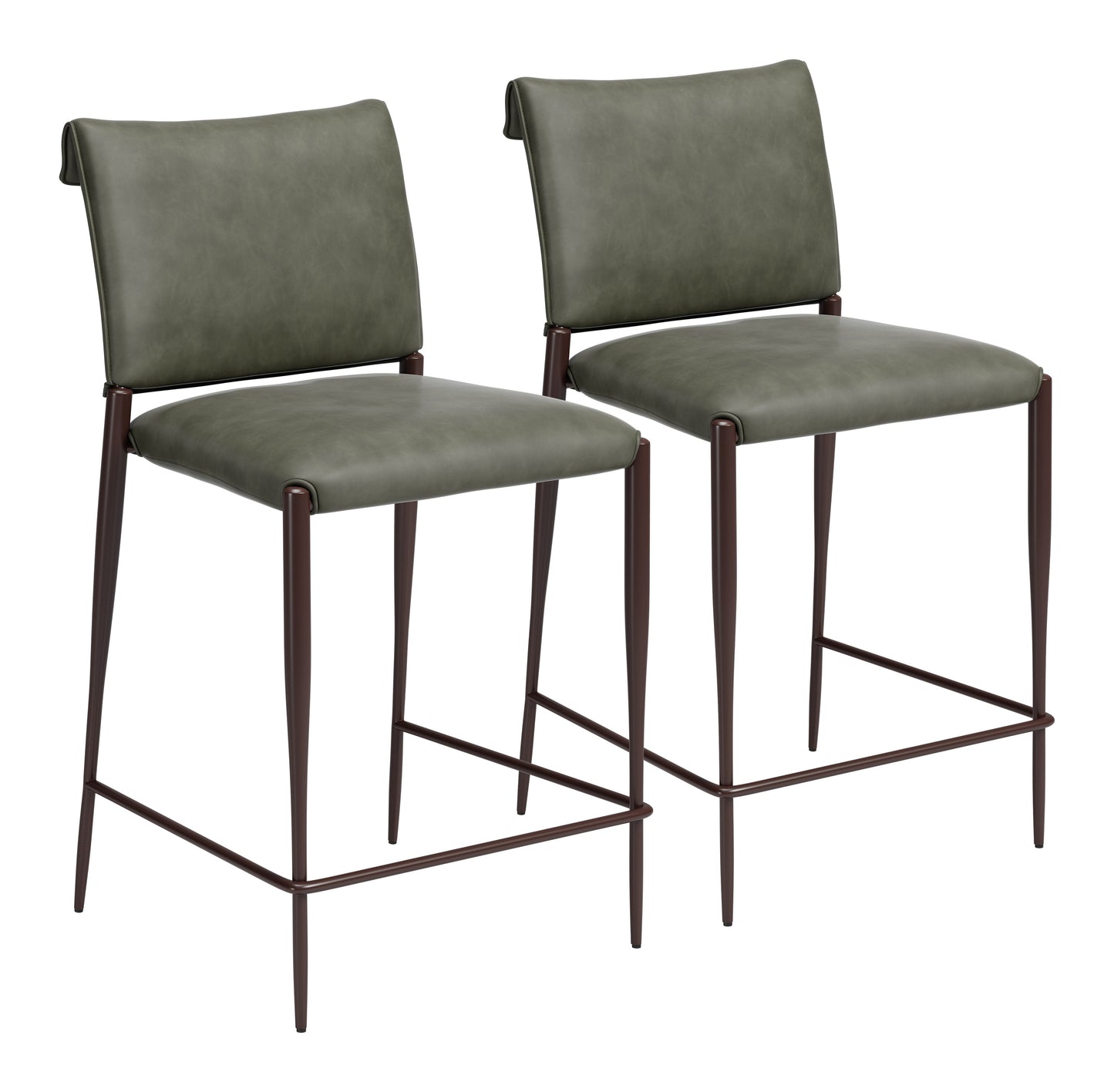 Freesia Olive Green Counter Stool (Set of 2) - Ornate Home