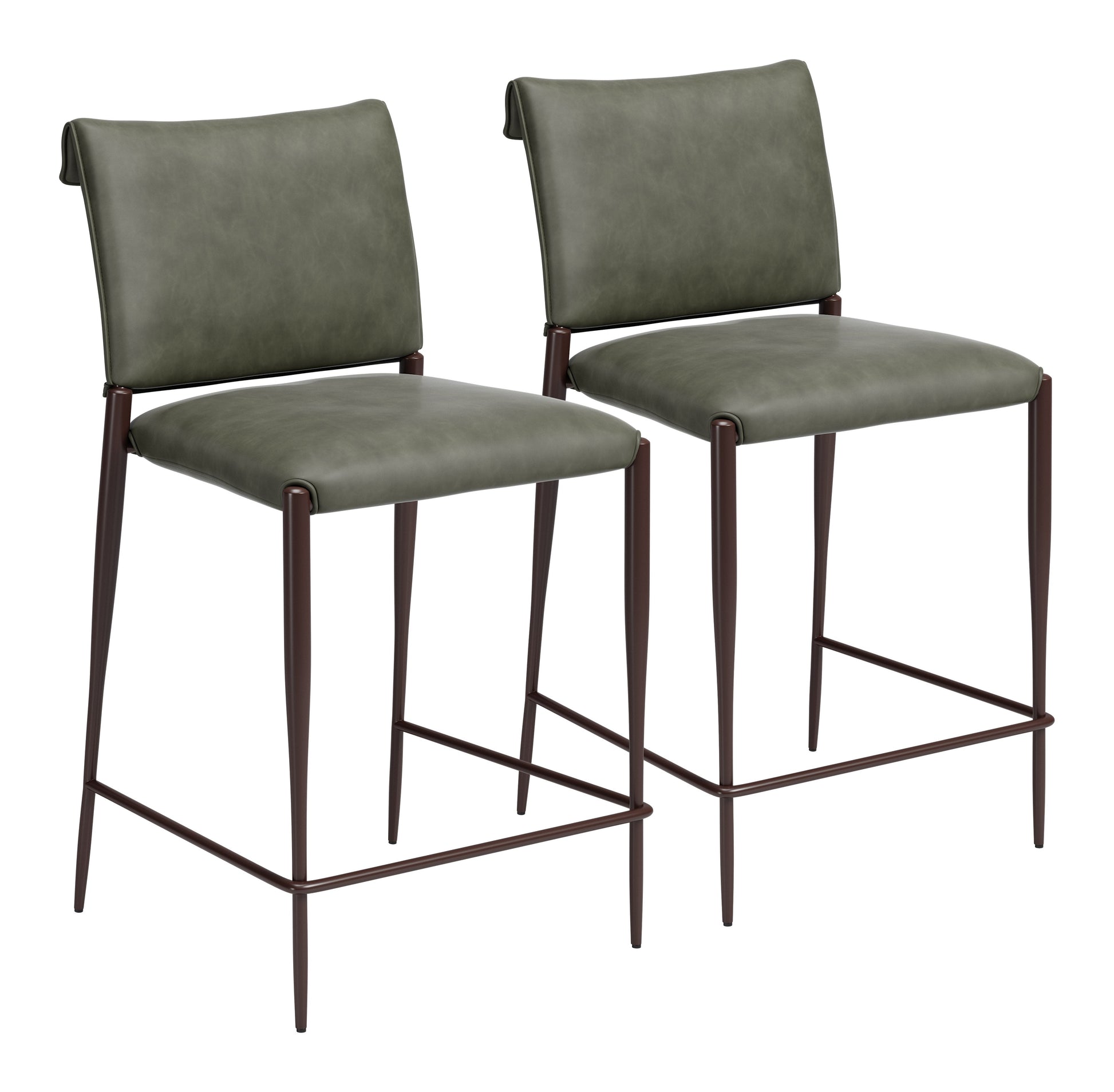 Freesia Olive Green Counter Stool (Set of 2) - Ornate Home