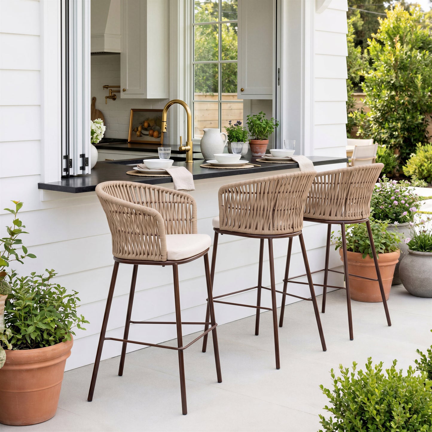 Freycinet Natural Outdoor Barstool (Set of 2) - Ornate Home