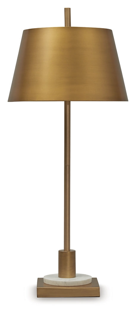 Fritzburn Gold Finish/White Table Lamp- Viva Furn