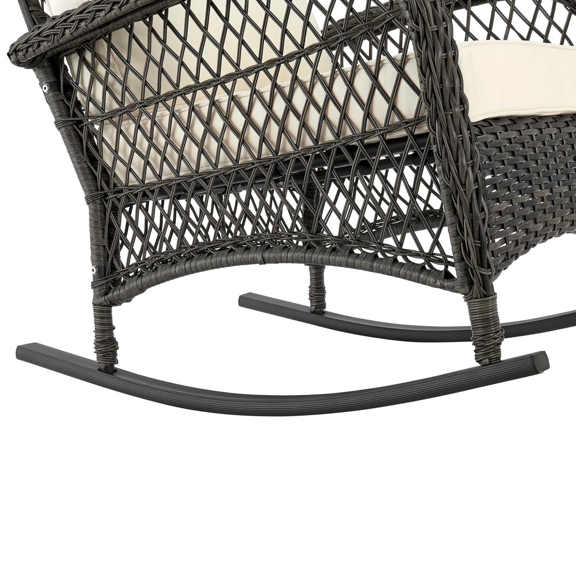 Fruttuo Patio Rocking Chair with Cream Cushions - Ornate Home