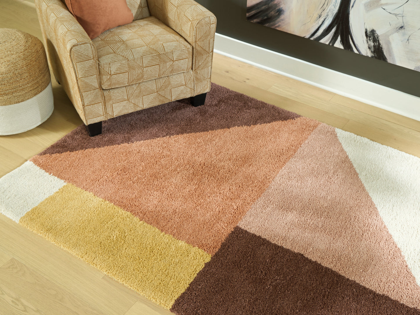 Gailmore Cream/Pink/Ocher 5' x 7' Rug- Viva Furn