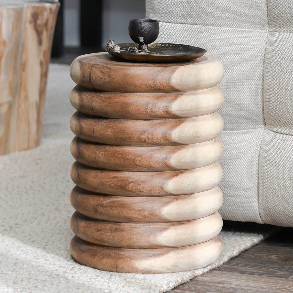 Gala Natural Round End Table - Ornate Home