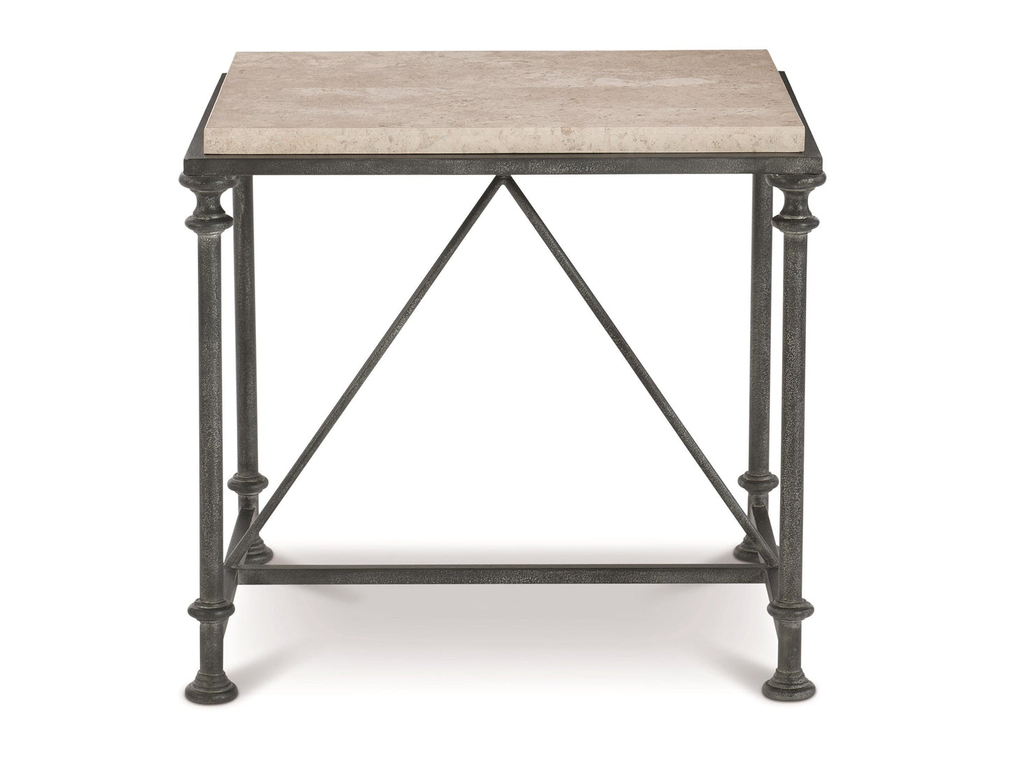 Galesbury Rectangular Cream Travertine/Antique Silver Side Table - Ornate Home