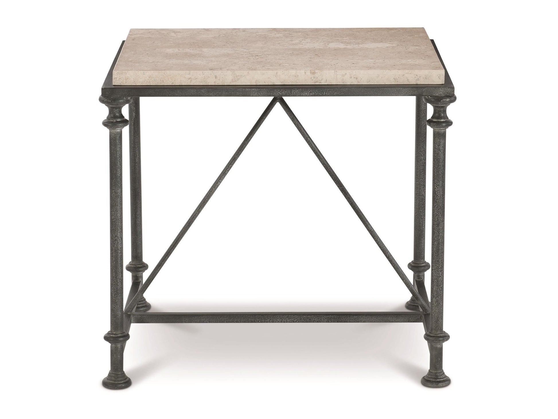Galesbury Rectangular Cream Travertine/Antique Silver Side Table - Ornate Home