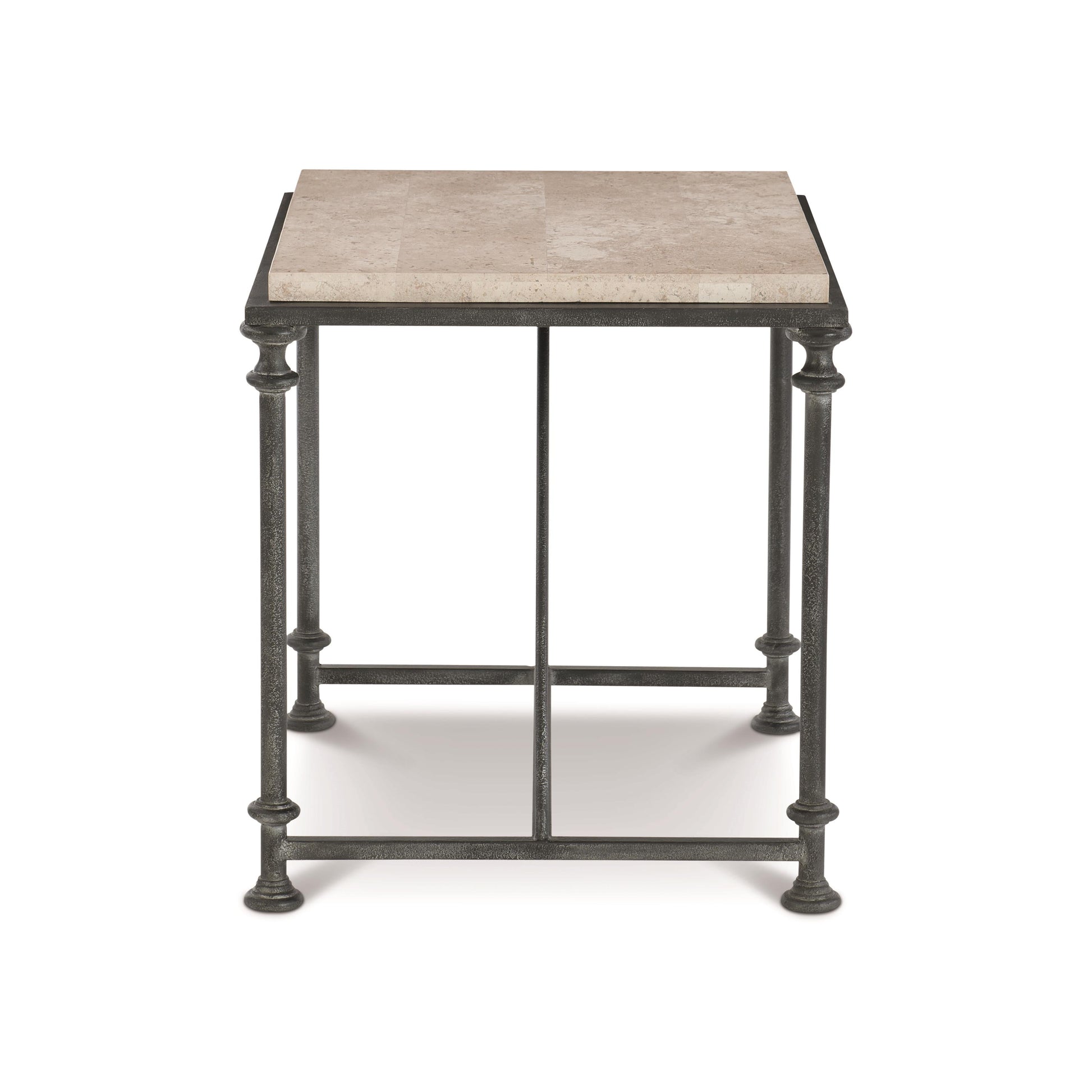 Galesbury Rectangular Cream Travertine/Antique Silver Side Table - Ornate Home