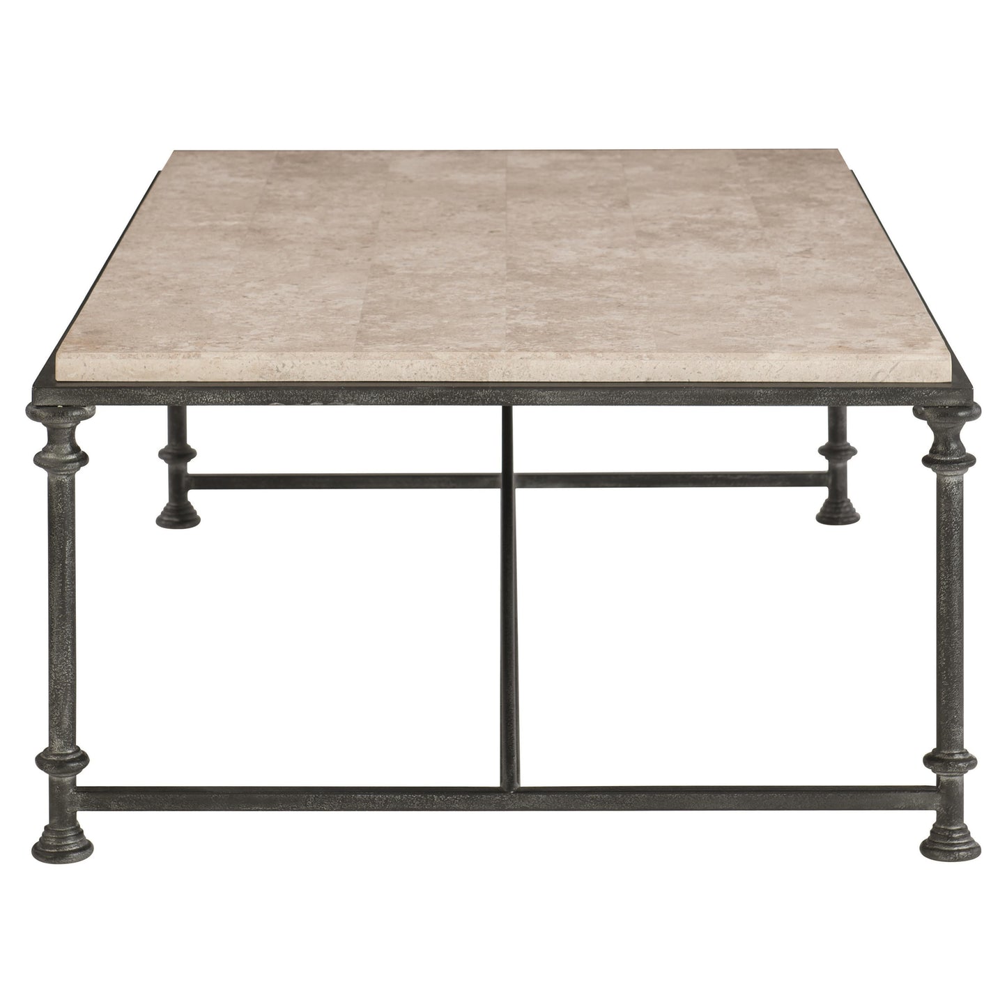 Galesbury Travertine/Antique Silver Cocktail Table - Ornate Home