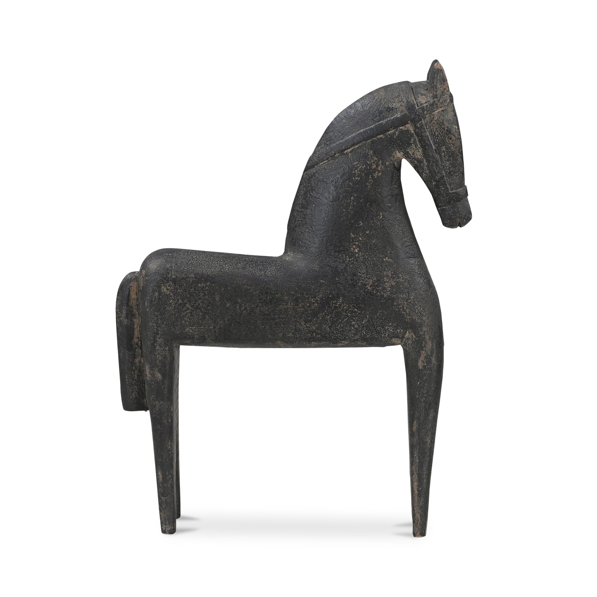 Gallant Black Wooden Sculpture - Ornate Home