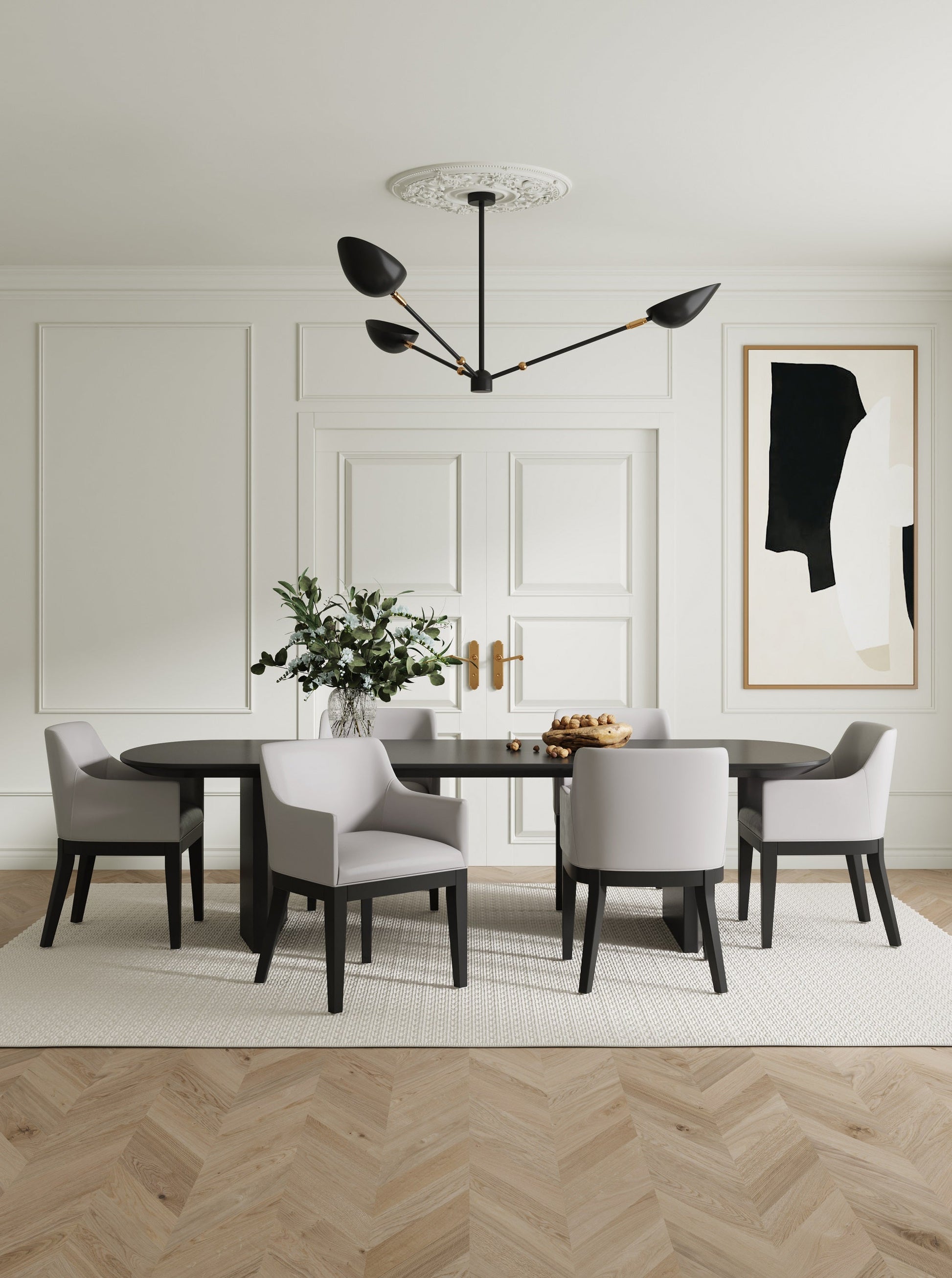 Gansevoort Faux Leather Dining Armchair in Light Grey - Ornate Home