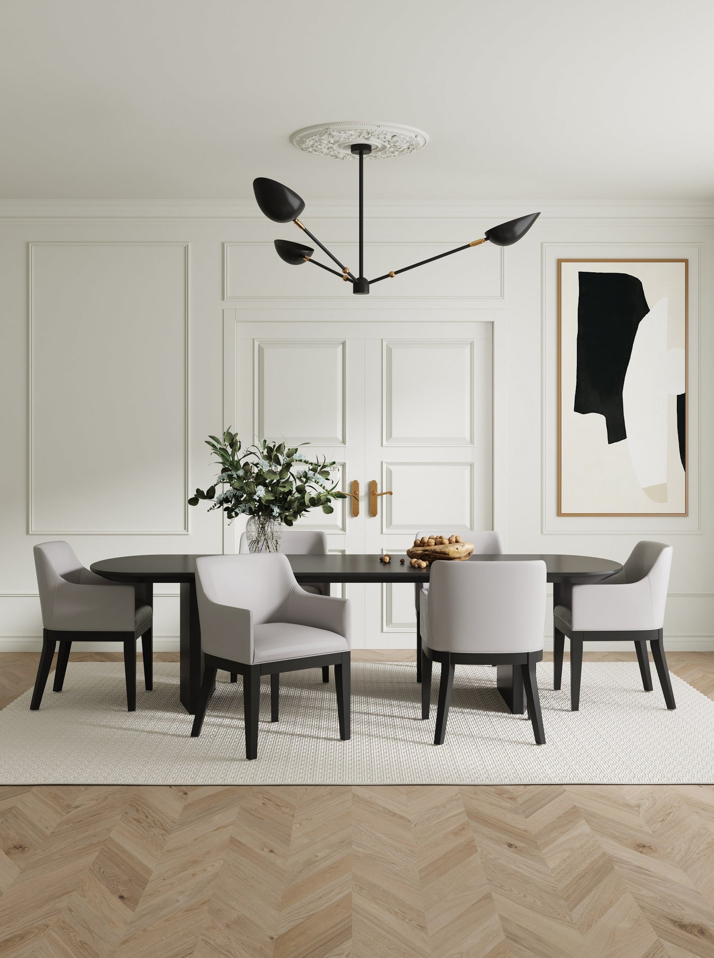 Gansevoort Faux Leather Dining Armchair in Light Grey (set of 2) - Ornate Home