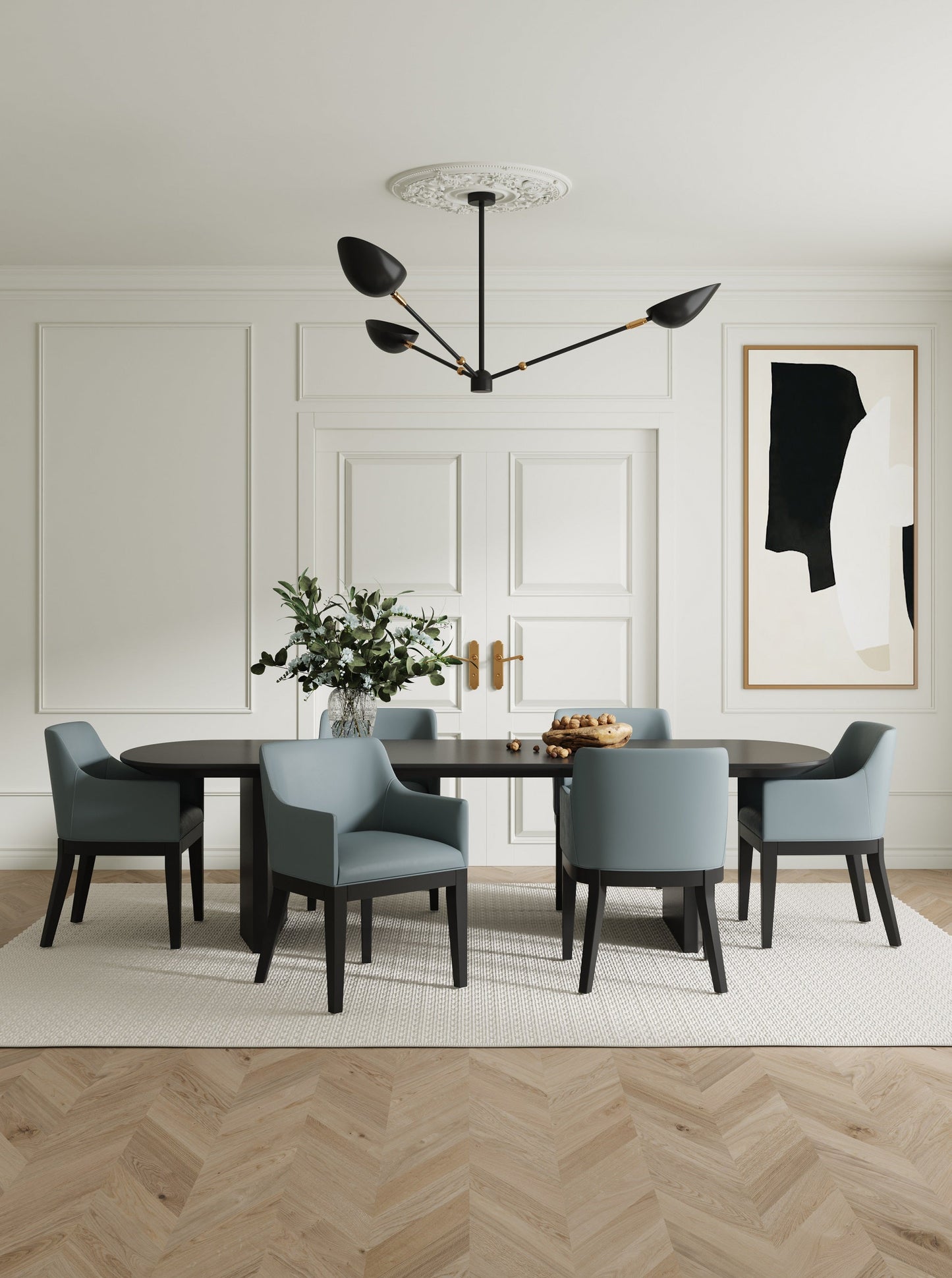 Gansevoort Faux Leather Dining Armchair in Pewter - Ornate Home
