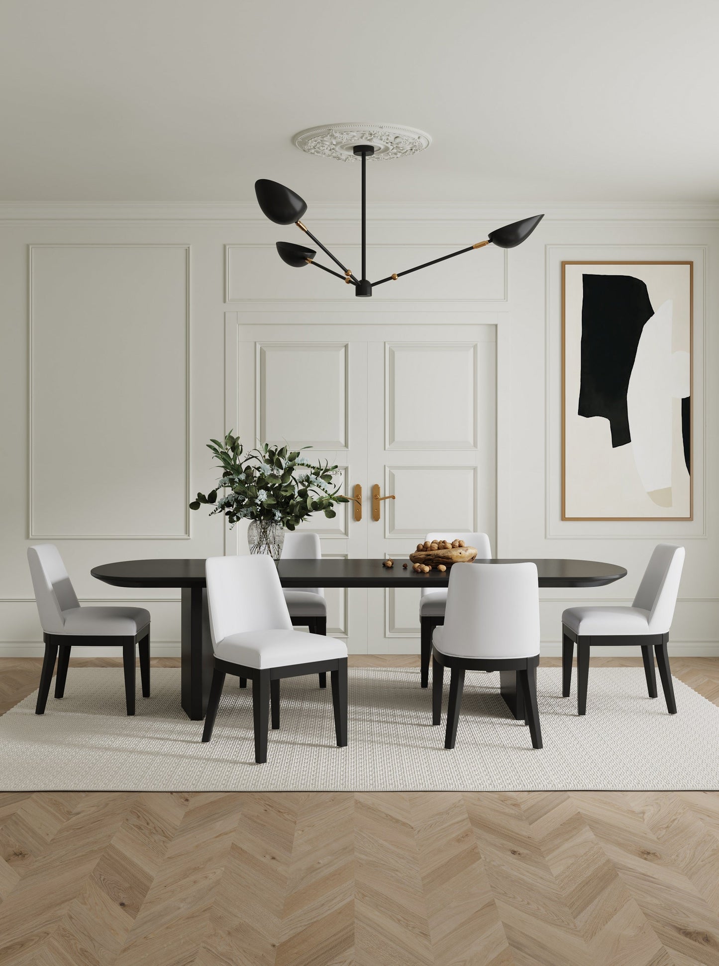 Gansevoort Faux Leather Dining Chair in Cream (set of 2) - Ornate Home