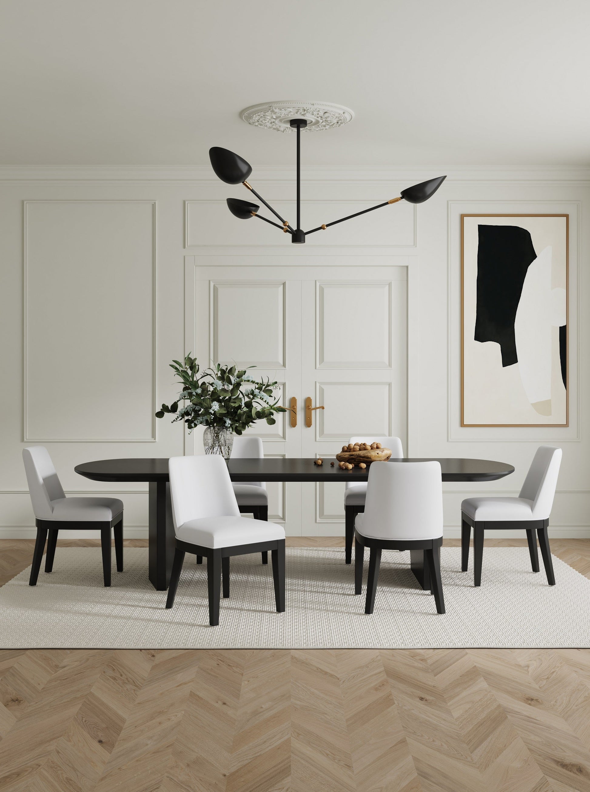 Gansevoort Faux Leather Dining Chair in Cream (set of 4) - Ornate Home