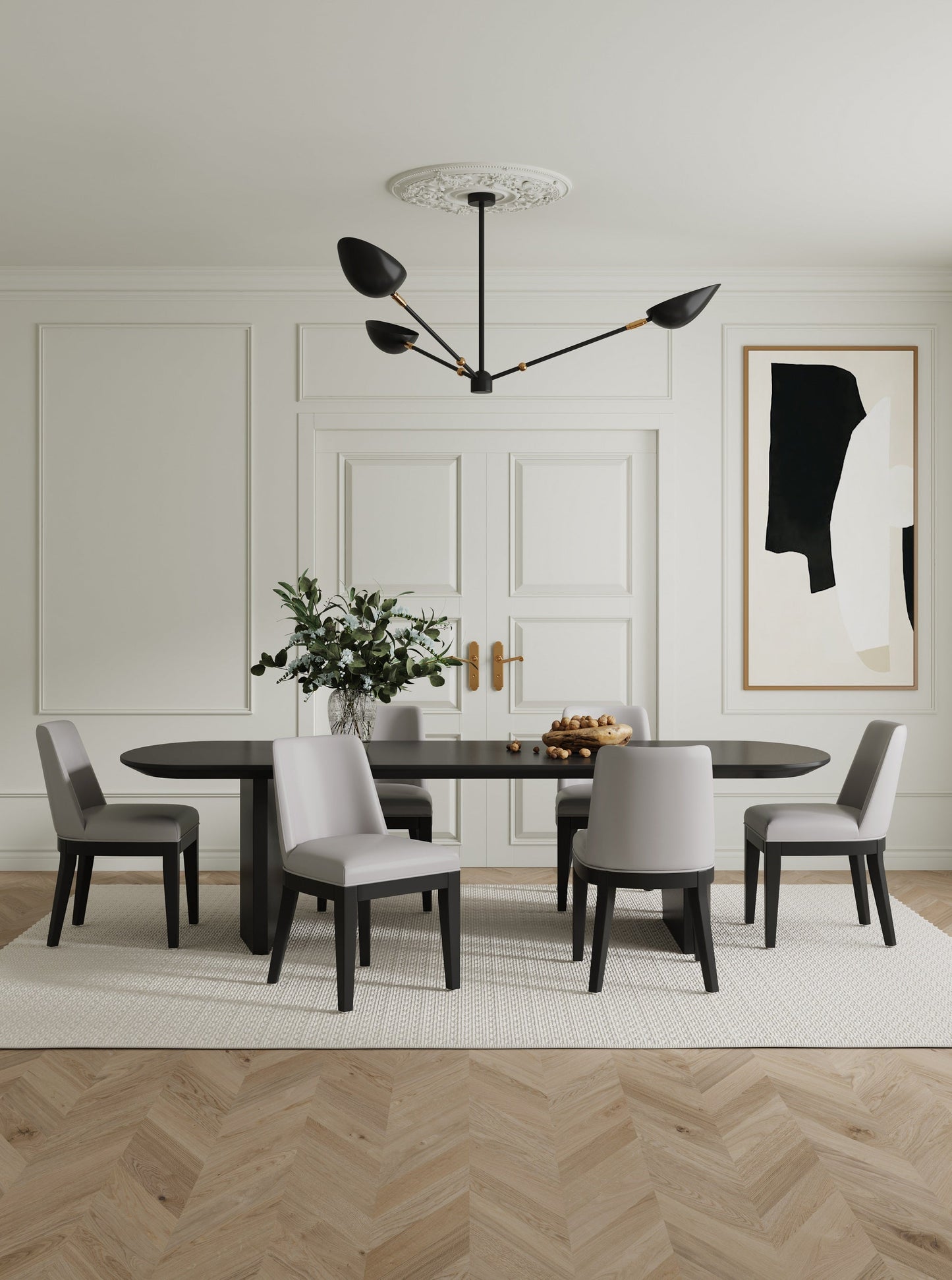 Gansevoort Faux Leather Dining Chair in Light Grey (set of 4) - Ornate Home