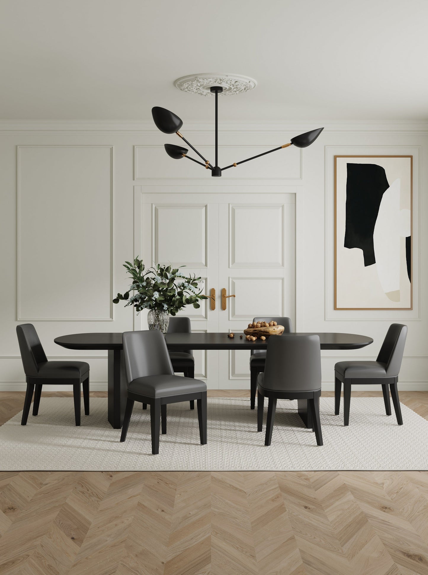 Gansevoort Faux Leather Dining Chair in Pebble Grey (set of 2) - Ornate Home