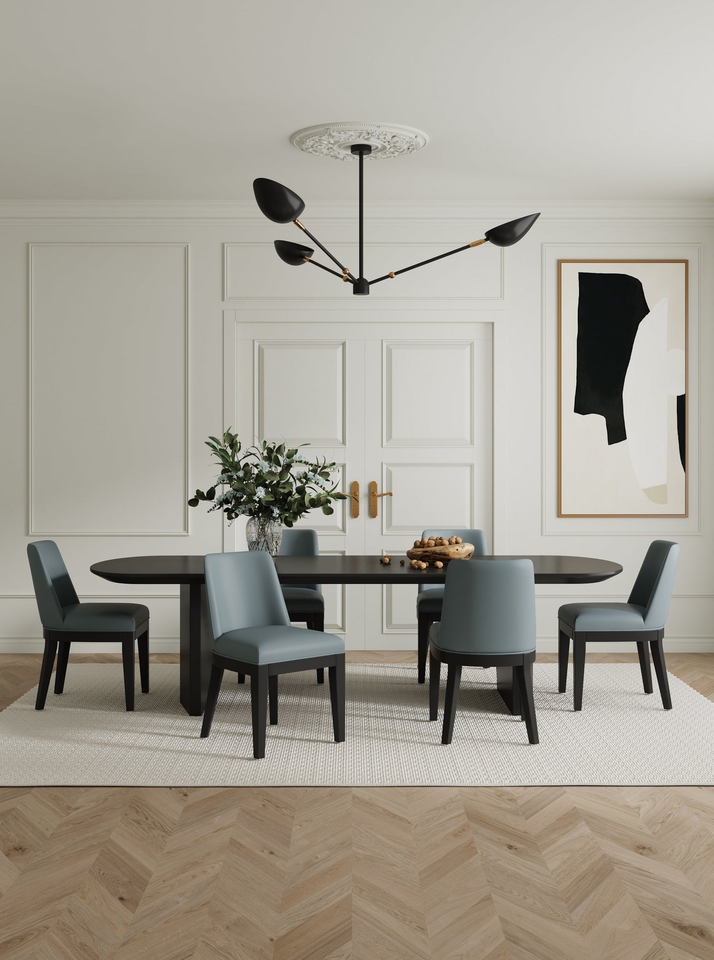 Gansevoort Faux Leather Dining Chair in Pewter (set of 4) - Ornate Home