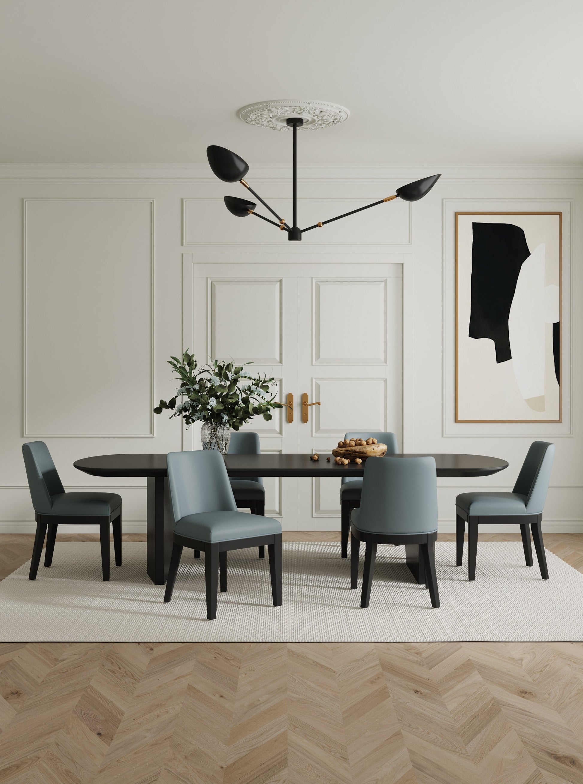 Gansevoort Faux Leather Dining Chair in Pewter (set of 4) - Ornate Home