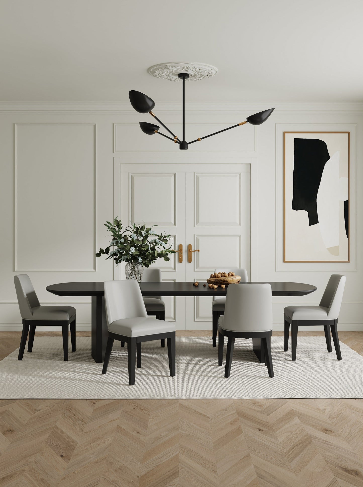 Gansevoort Faux Leather Dining Chair in Stone Grey (set of 4) - Ornate Home