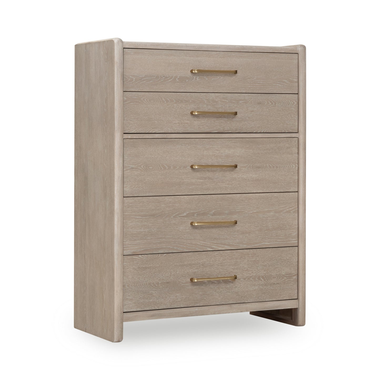Gardenia Five Drawer Oak Wood Chest in Chai - Ornate Home