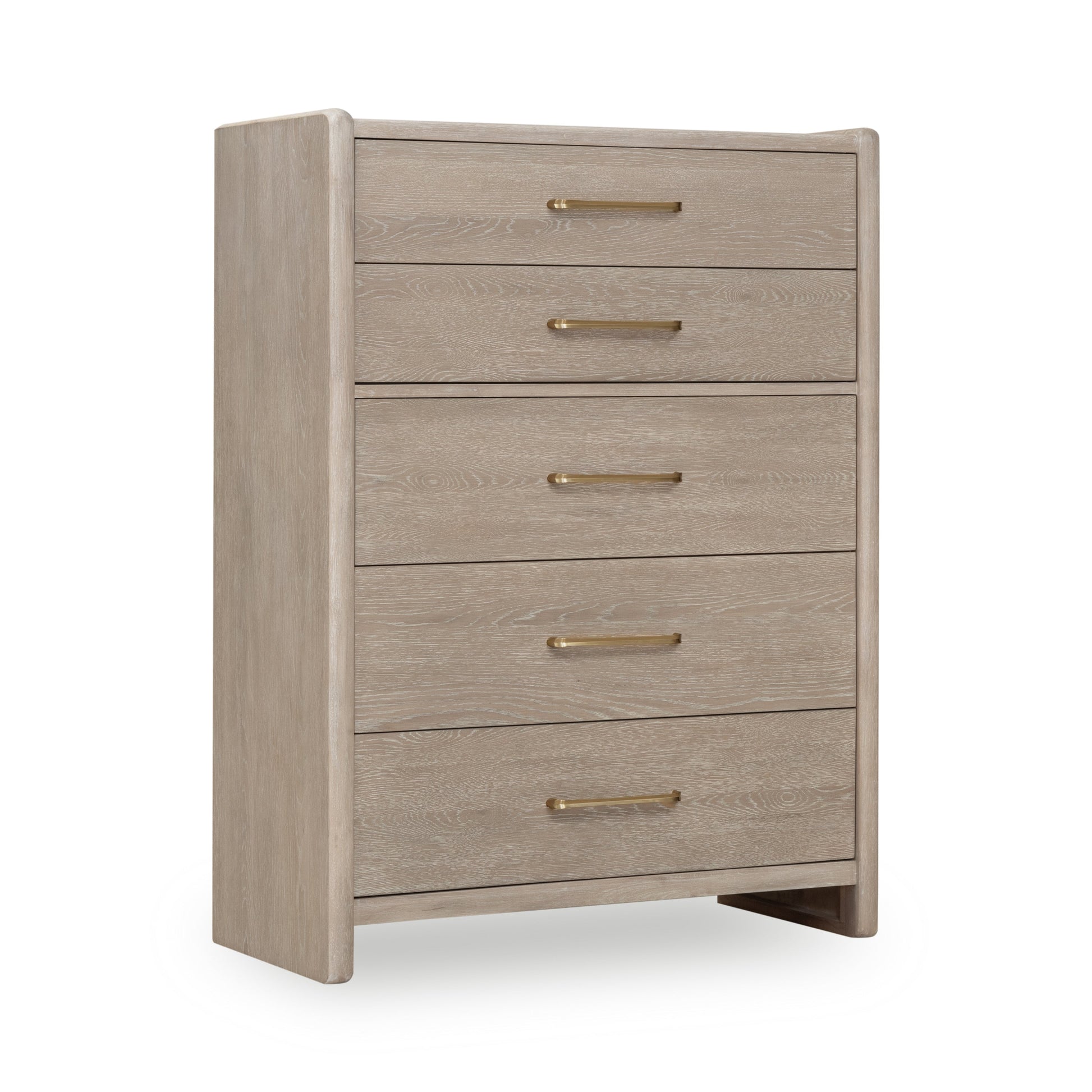 Gardenia Five Drawer Oak Wood Chest in Chai - Ornate Home